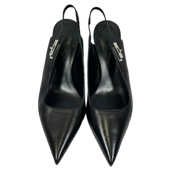 Hermès Lover 80 Slingback Pumps in Black Leather - Image 3