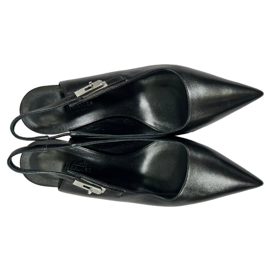 Hermès Lover 80 Slingback Pumps in Black Leather - Image 6