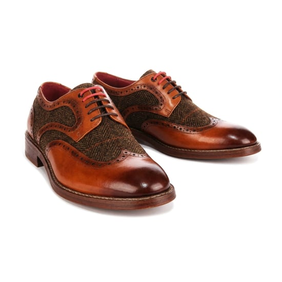 Justin Reess herenbeige leren tweed brogue schoenen - Arlo - Image 3