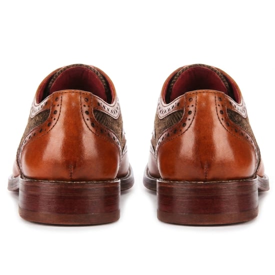 Justin Reess herenbeige leren tweed brogue schoenen - Arlo - Image 4