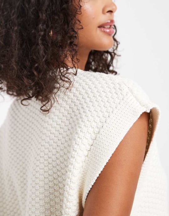 ASOS DESIGN boxy knitted stitch waistcoat with button detail in cream - Image 4
