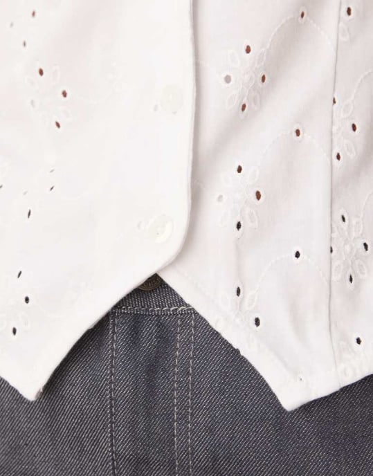 ASOS DESIGN broderie button down waistcoat in white - Image 2