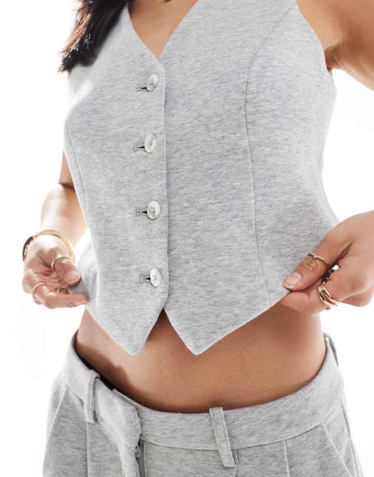 Vero Moda Petite jersey västset i ljusgrå melange - Image 3