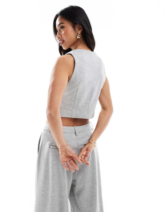 Vero Moda Petite jersey västset i ljusgrå melange - Image 4