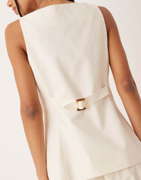 Nobody's Child longline tailored waistcoat co-ord in cream - Image 4