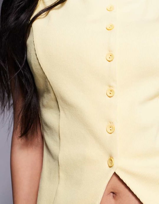 ASOS DESIGN cinched longline waistcoat in buttermilk yellow - Image 3