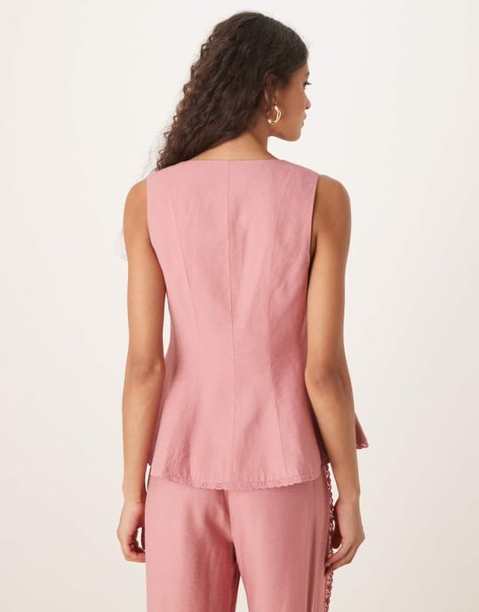ASOS DESIGN väst med spetskant i rosa - Image 3