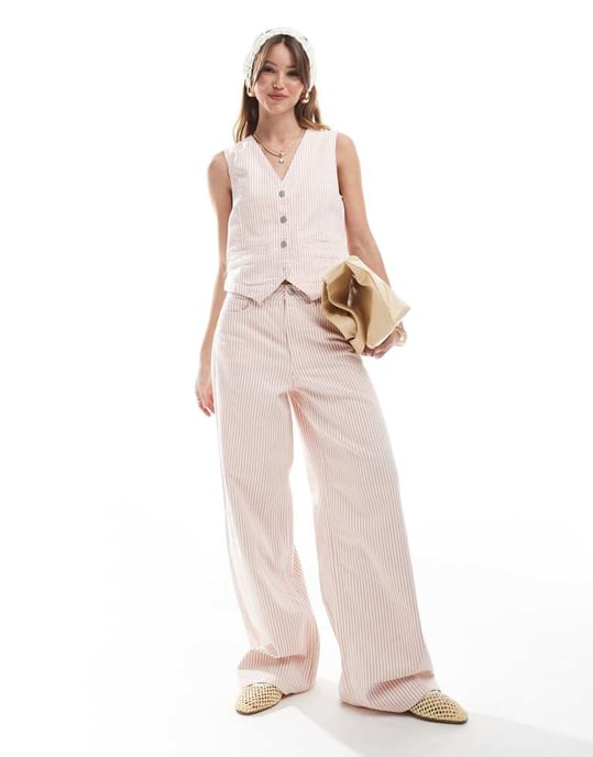 Object denim västkofta set i rosa rand - Image 4