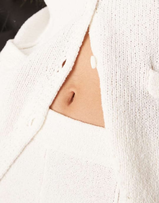 ASOS DESIGN knitted v neck seam detail waistcoat in white - Image 2