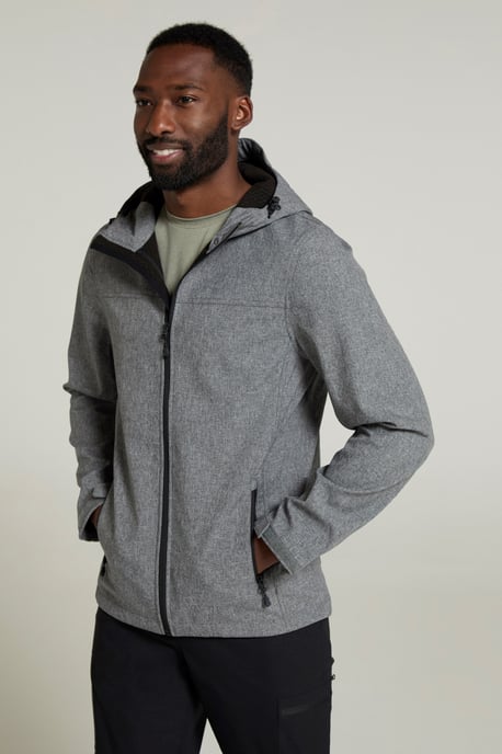 'Reykjavik' Men's Textured Softshell Jacket Water Resistant Breathable Activewear Charcoal - Image 1