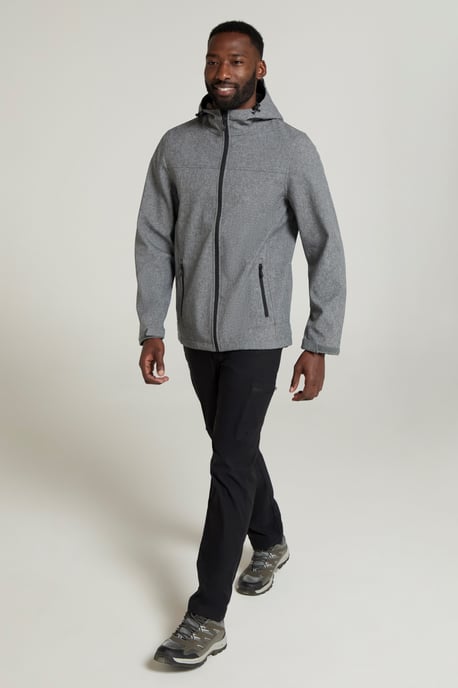 'Reykjavik' Men's Textured Softshell Jacket Water Resistant Breathable Activewear Charcoal - Image 2