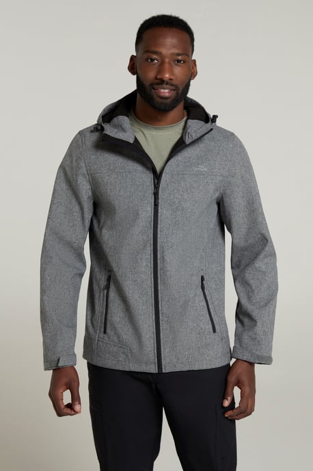 'Reykjavik' Men's Textured Softshell Jacket Water Resistant Breathable Activewear Charcoal - Image 4