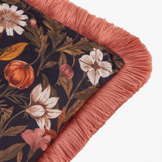 Furn Autumn Garden Fringed Velvet Feather Filled Cushion - Image 3