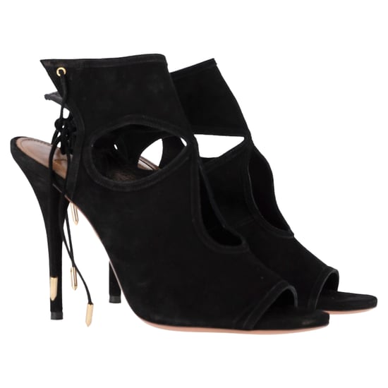 Aquazzura Sexy Thing Cutout Sandalenhakken in Zwart Suède - Image 4