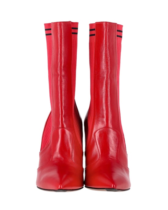 Fendi Rockoko stretchgebreide soklaarzen in rood leer - Image 2