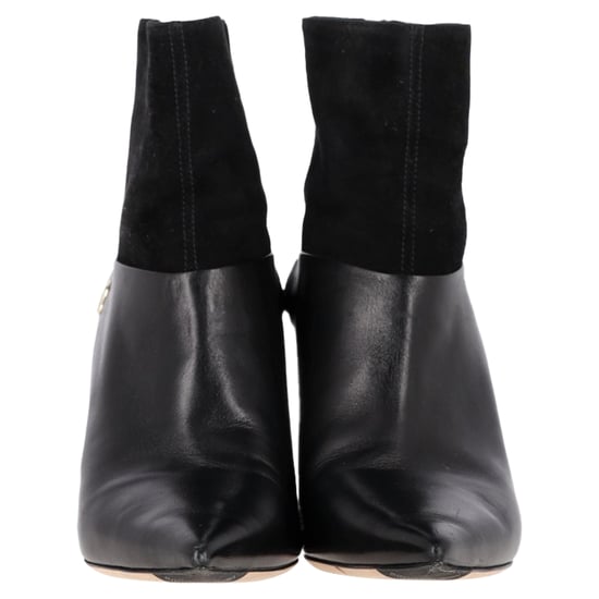 Jimmy Choo Beyla 85 Suede Trimmed Ankle Boots In Black Leather - Image 2