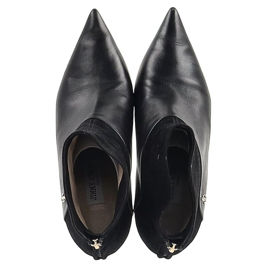 Jimmy Choo Beyla 85 Suede Trimmed Ankle Boots In Black Leather - Image 3