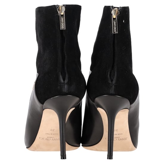 Jimmy Choo Beyla 85 Suede Trimmed Ankle Boots In Black Leather - Image 5
