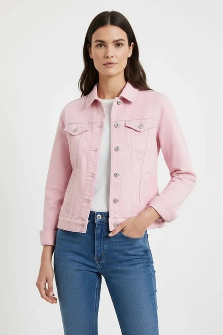 Coloured Boxy Denim Jacket - Image 2