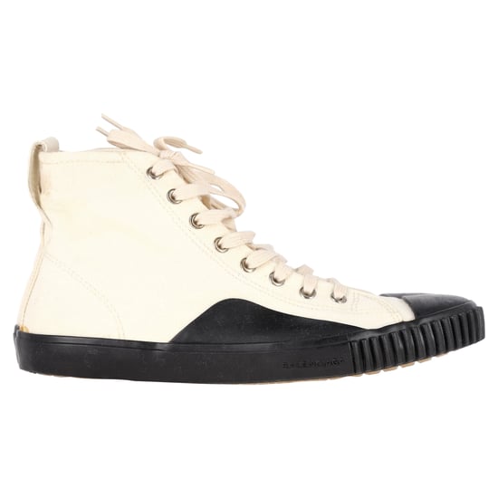 Balenciaga Rubber Cap Toe High Top Sneakers in Wit Canvas - Image 2
