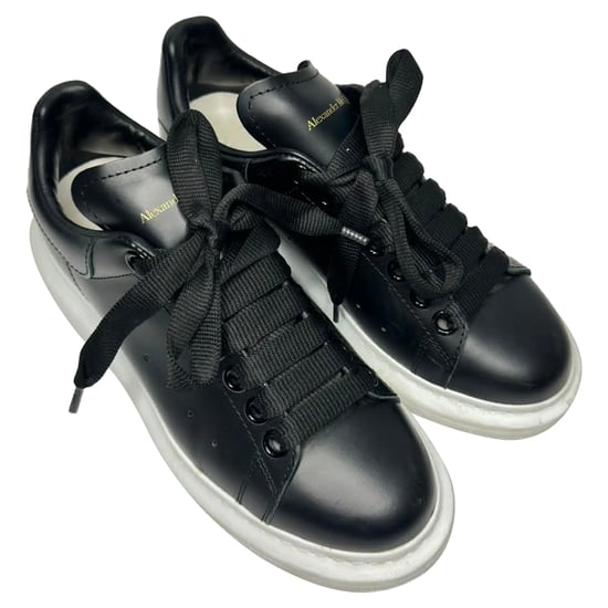 Alexander McQueen Oversized Sneakers in Black Calf Leather - Image 6