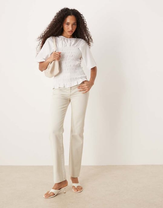 ASOS DESIGN rynkad bodyskjorta i vitt - Image 3