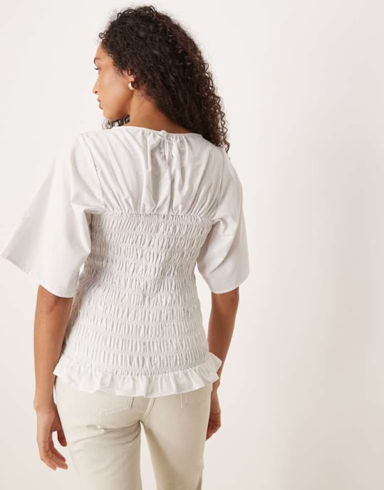 ASOS DESIGN rynkad bodyskjorta i vitt - Image 4