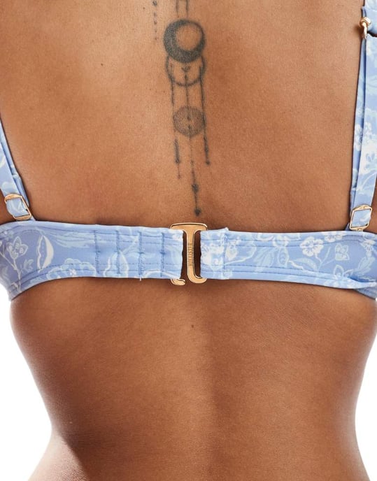 Hollister kurvig underwired bikiniöverdel i blått mönster - Image 4