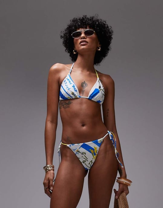 Topshop Mykonos triangel-bikiniöverdel i multi - Image 1
