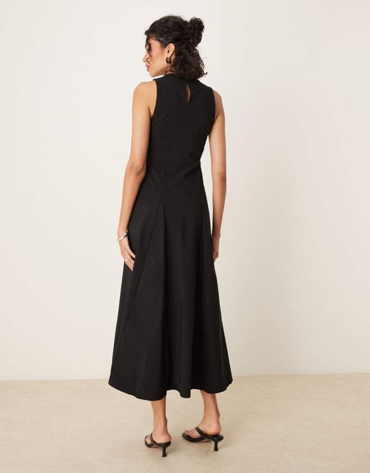 ASOS DESIGN bengaline ärmlös korsett midiklänning i svart - Image 3