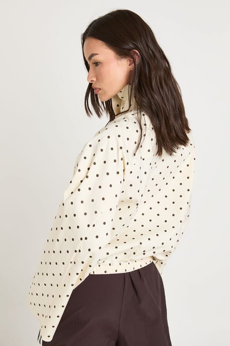 Funnel Neck Twill Polka Dot Zip Through - Image 2