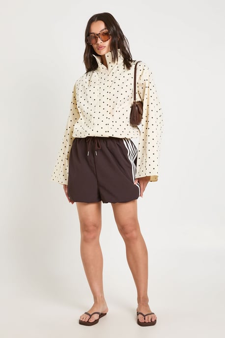 Funnel Neck Twill Polka Dot Zip Through - Image 3