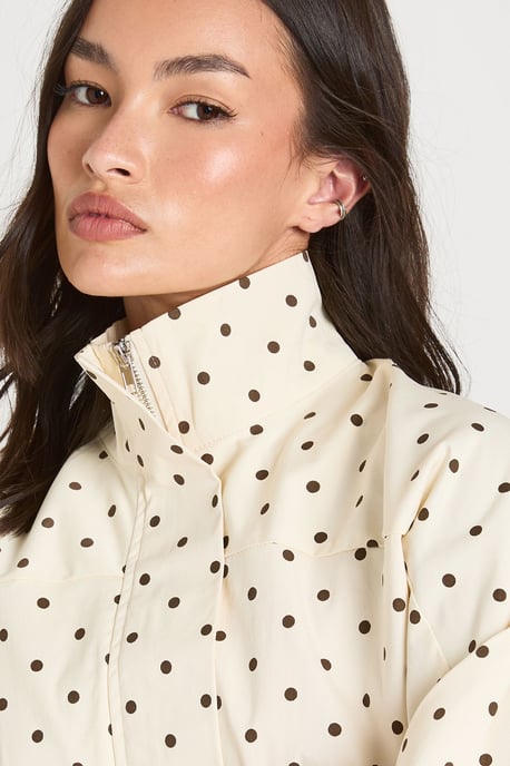 Funnel Neck Twill Polka Dot Zip Through - Image 4