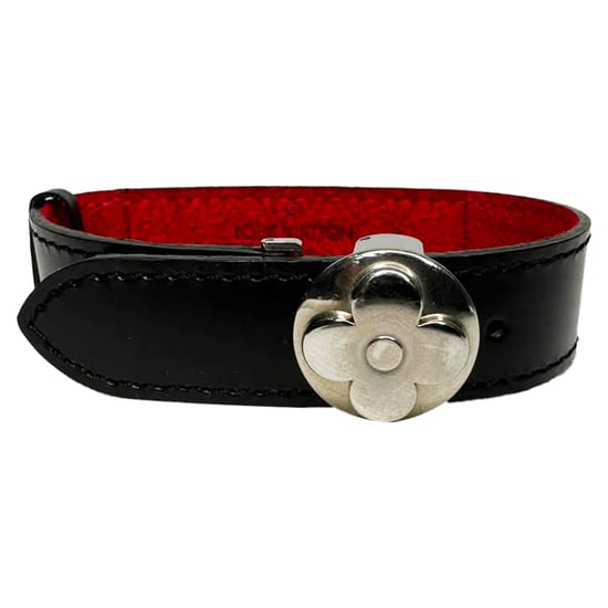 Louis Vuitton Rouge Mongram Eclipse Canvas Reversible Hinge Bracelet in Black Leather - Image 3