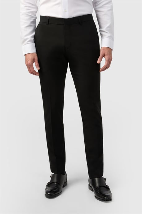Flat Fronted Tailored Suit Trousers in Black - Image 1