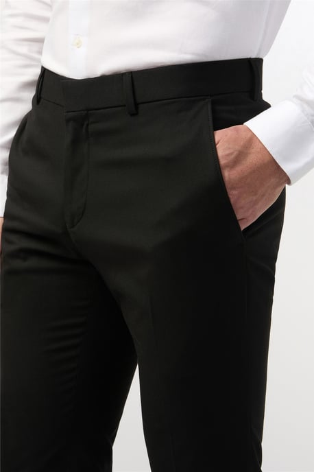 Flat Fronted Tailored Suit Trousers in Black - Image 2
