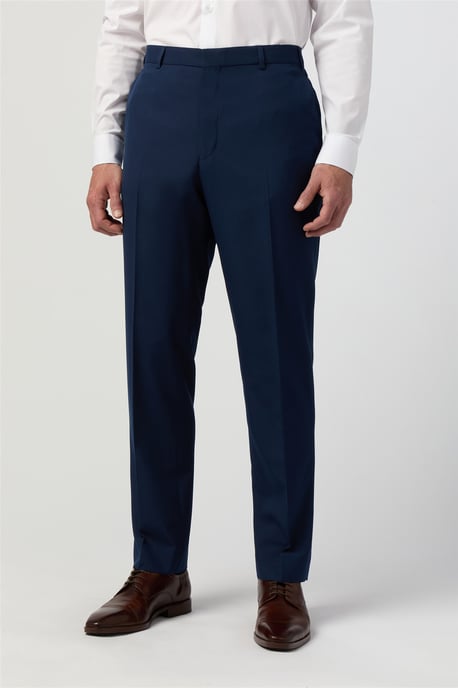 Flat Fronted Regular Suit Trousers in Navy - Image 1