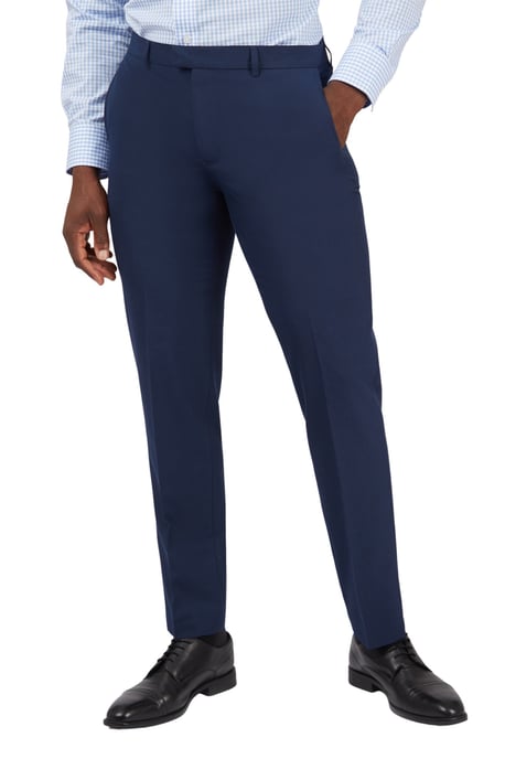 Flat Fronted Regular Suit Trousers in Navy - Image 2