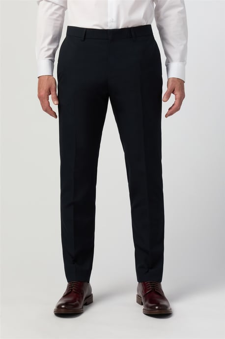 Flat Fronted Slim Fit Suit Trousers in Navy - Image 1