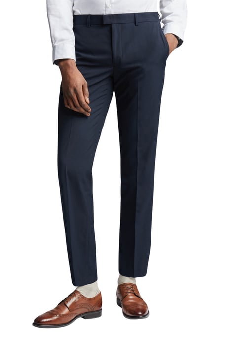 Flat Fronted Slim Fit Suit Trousers in Navy - Image 3