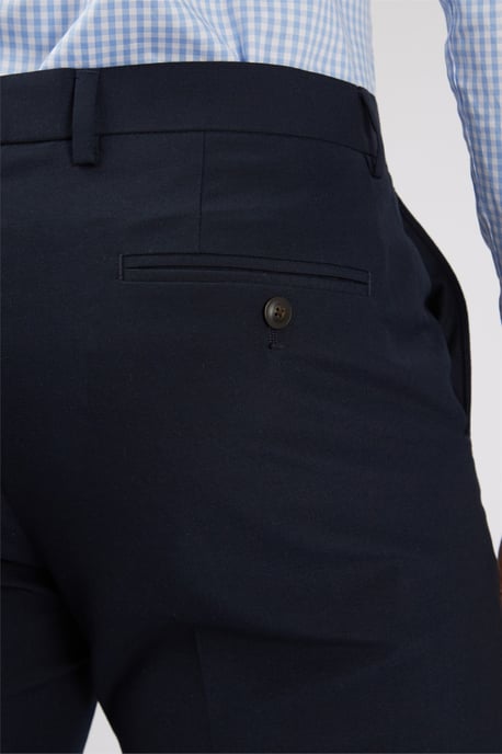 Flat Fronted Slim Fit Suit Trousers in Navy - Image 4