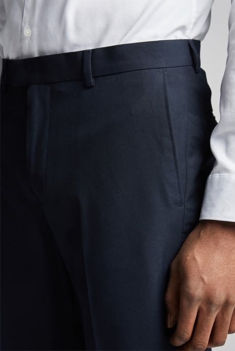 Flat Fronted Slim Fit Suit Trousers in Navy - Image 5