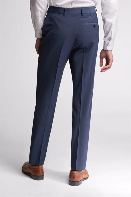 Flat Fronted Slim Fit Suit Trousers in Dark Blue - Image 3