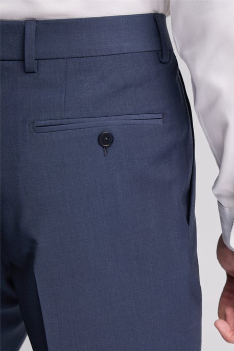 Flat Fronted Slim Fit Suit Trousers in Dark Blue - Image 4