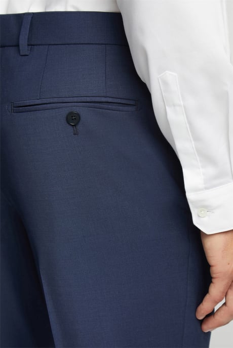 Flat Fronted Slim Fit Suit Trousers in Dark Blue - Image 5