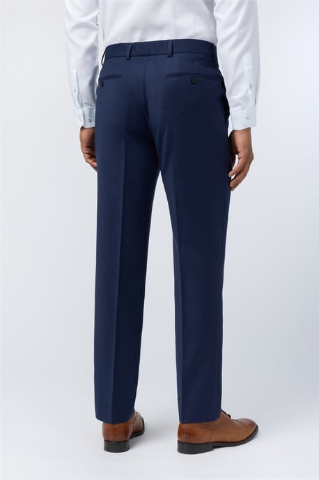 Flat Fronted Slim Fit Suit Trousers in Dark Blue - Image 2