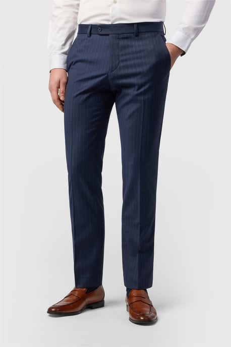 Flat Fronted Slim Fit Suit Trousers in Dark Navy - Image 1