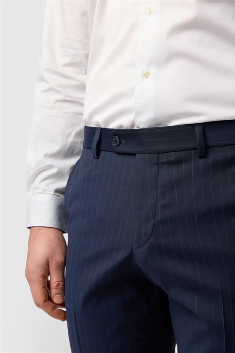 Flat Fronted Slim Fit Suit Trousers in Dark Navy - Image 2