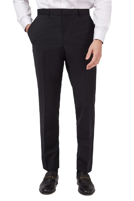 Flat Fronted Slim Fit Suit Trousers in Black - Image 3