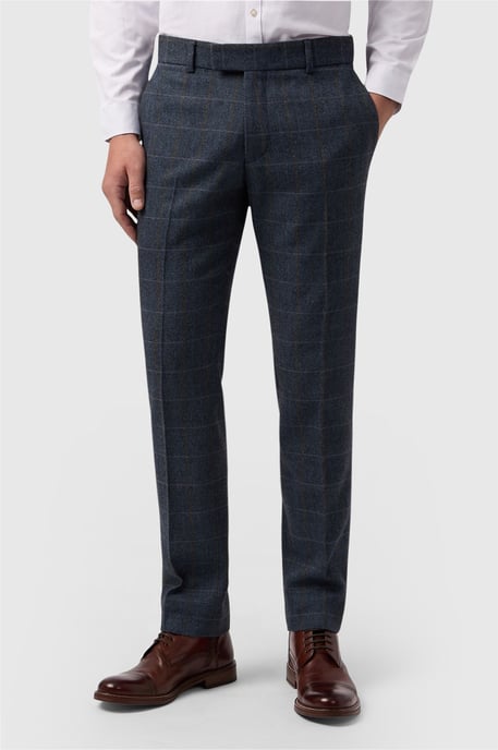 Flat Fronted Slim Fit Suit Trousers in Dark Blue - Image 1